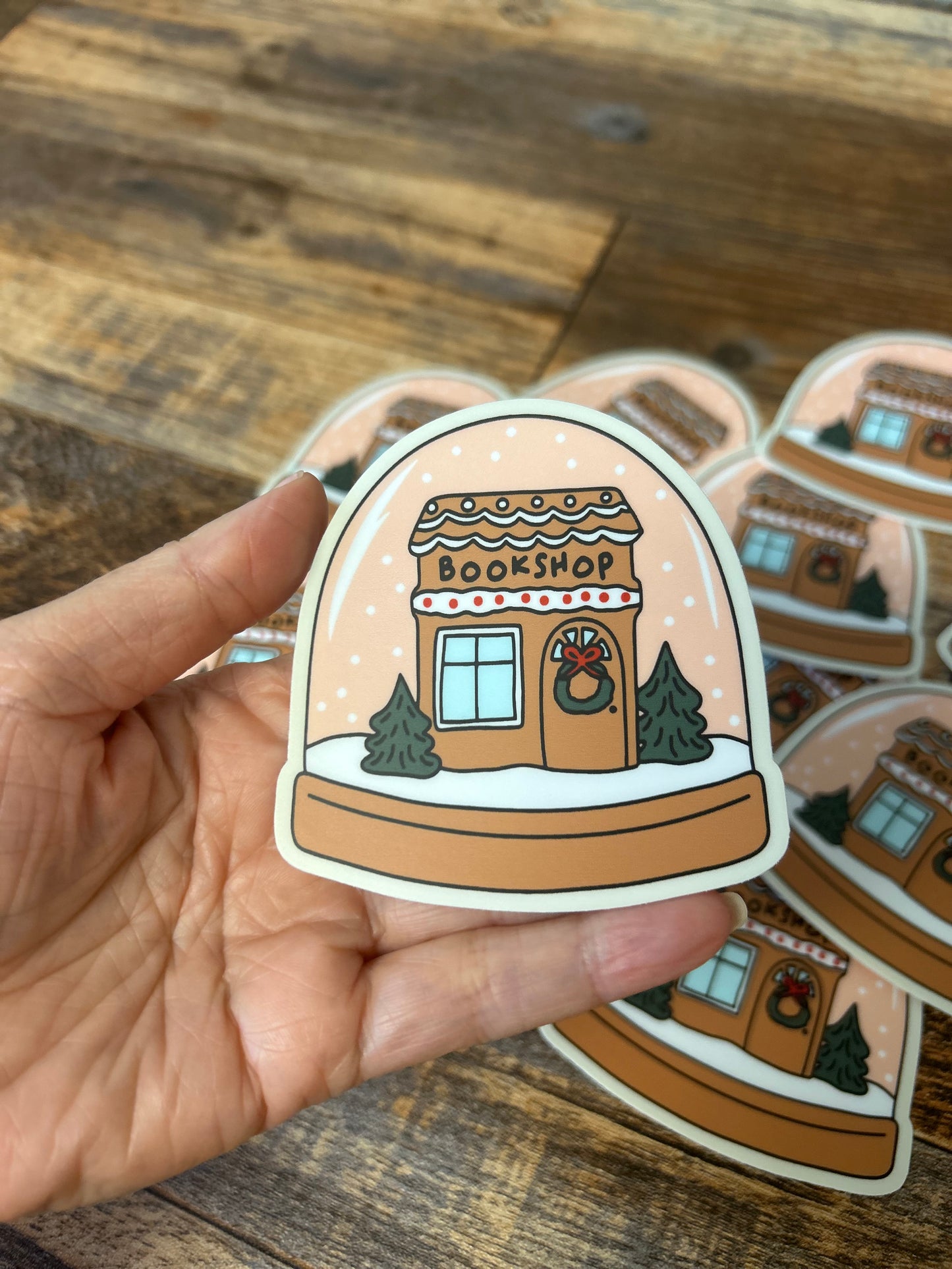 Bookshop snow globe sticker