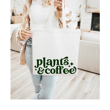 Plants & Coffee Tote Bag • white