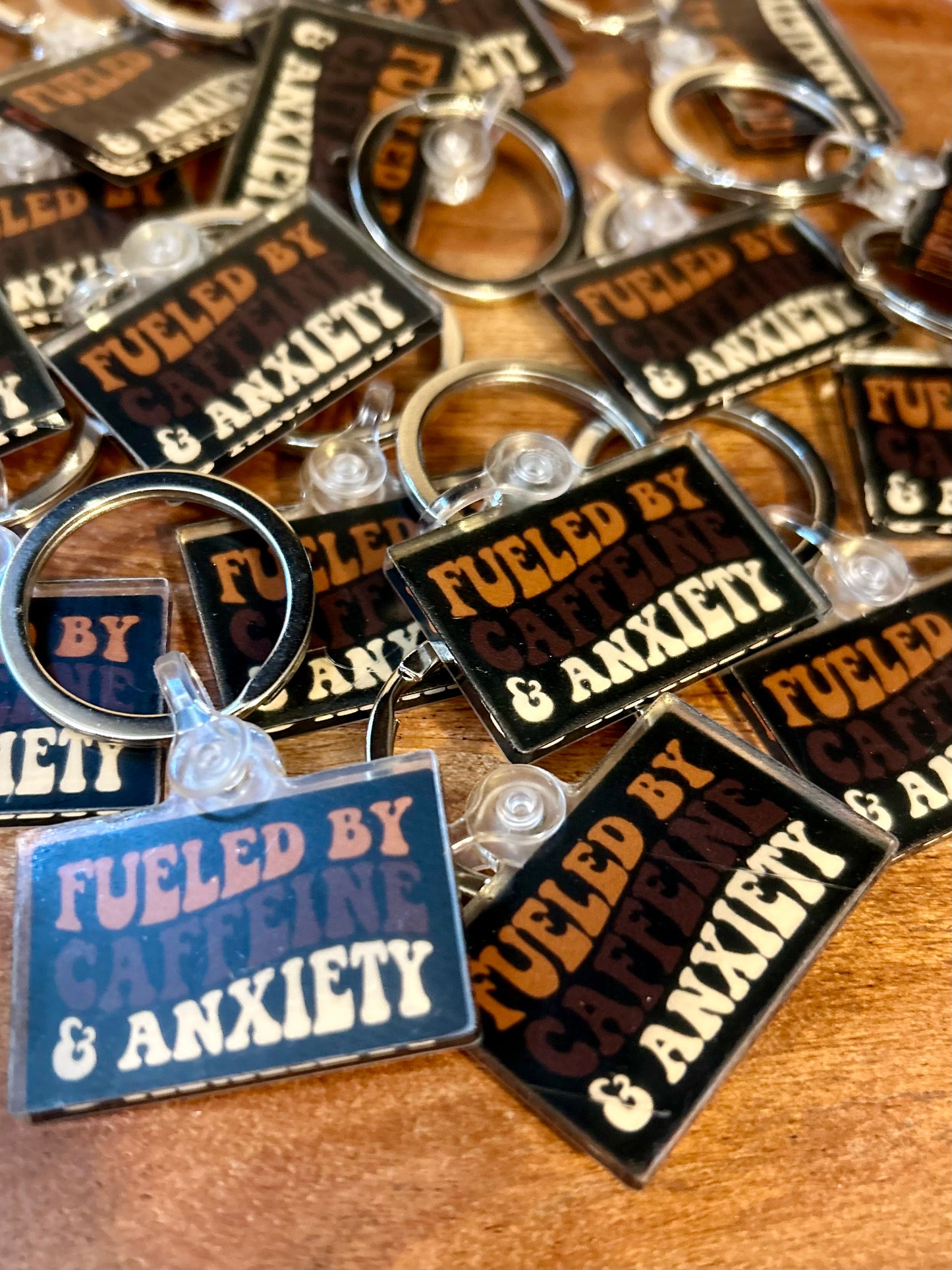 Fueled by caffeine & anxiety keychain