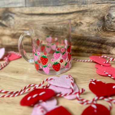 Strawberry Bliss Glass coffee mug
