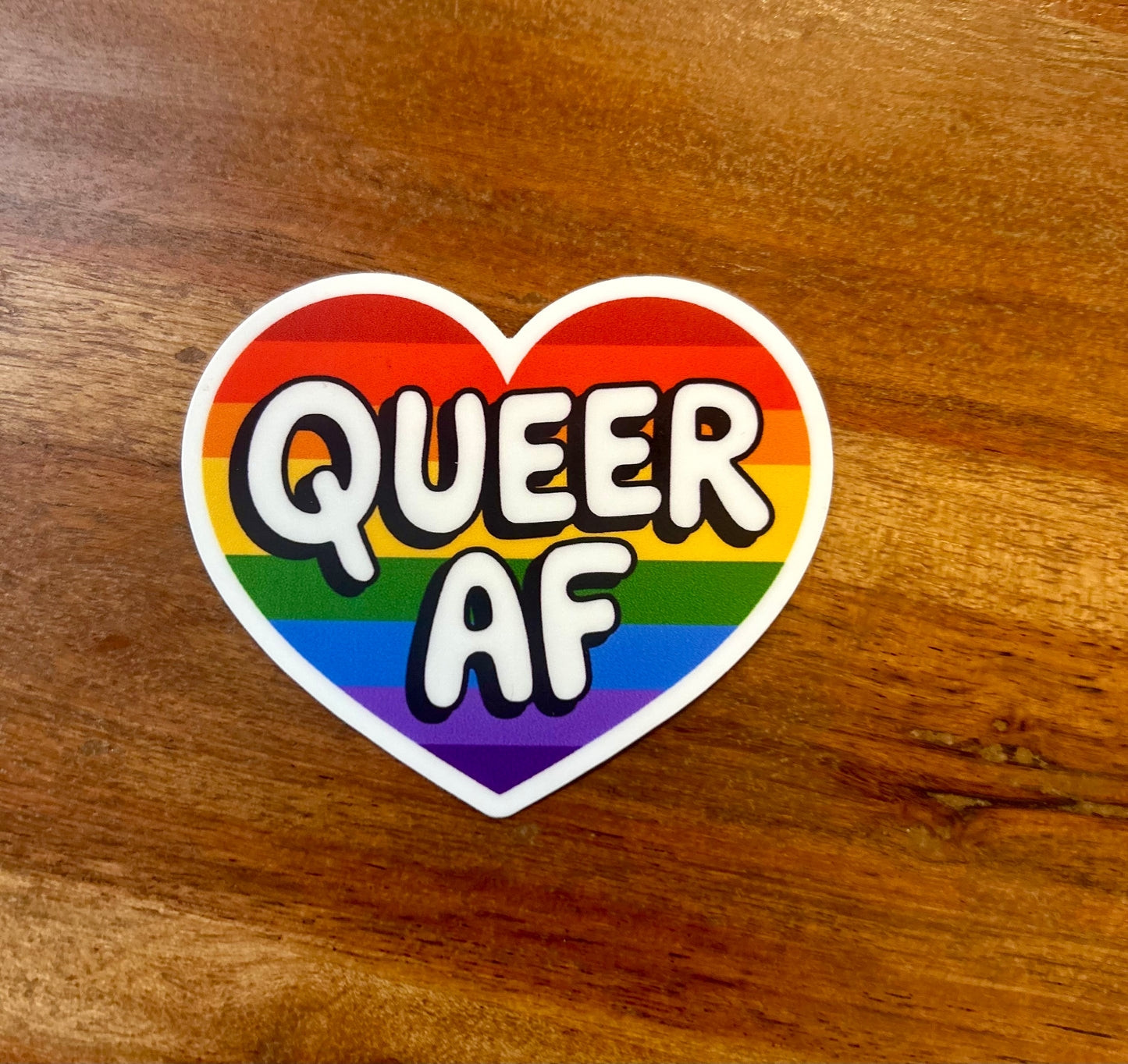 Queer AF heart sticker