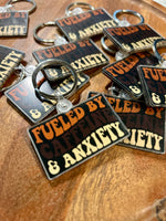 Fueled by caffeine & anxiety keychain (double sided)