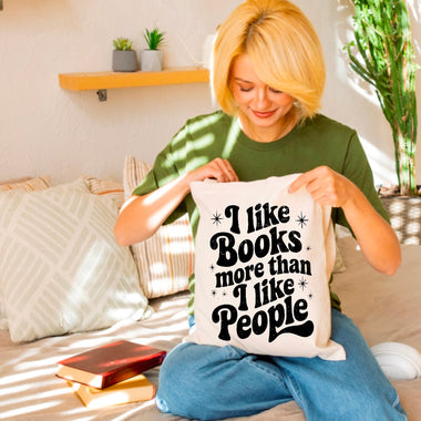 I like books more than I like people tote bag