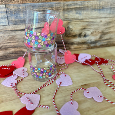 Conversation Hearts Glass coffee mug