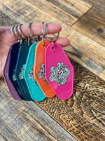 Fueled by plants & coffee motel keychain