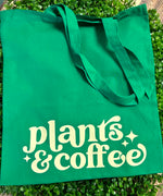 Plants & Coffee Tote Bag • kelly green