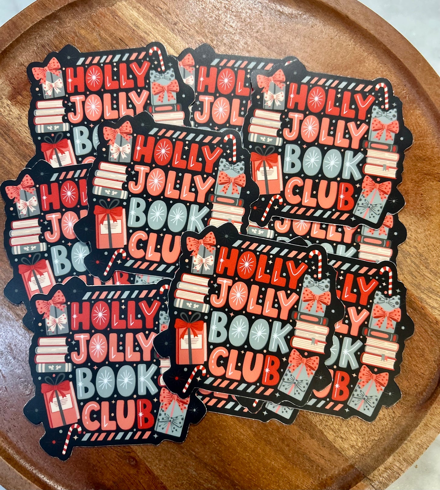 Holly Jolly book club sticker