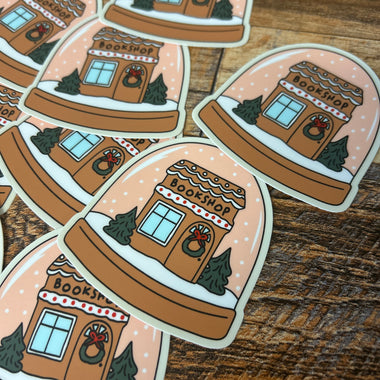Bookshop snow globe sticker