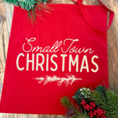 Small Town Christmas Red Tote Bag
