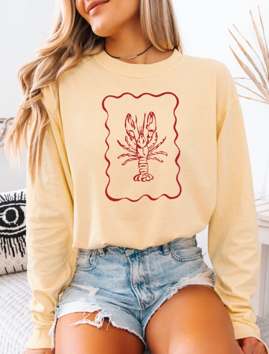Lobster doodle long sleeve t-shirt • comfort colors