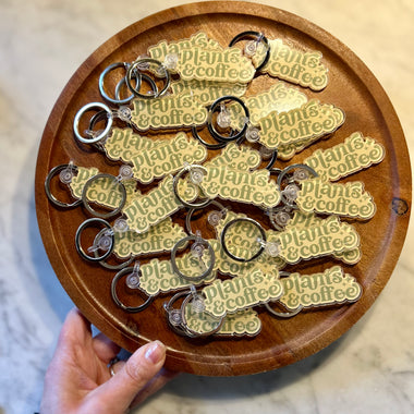 Plants & Coffee Keychain • sage