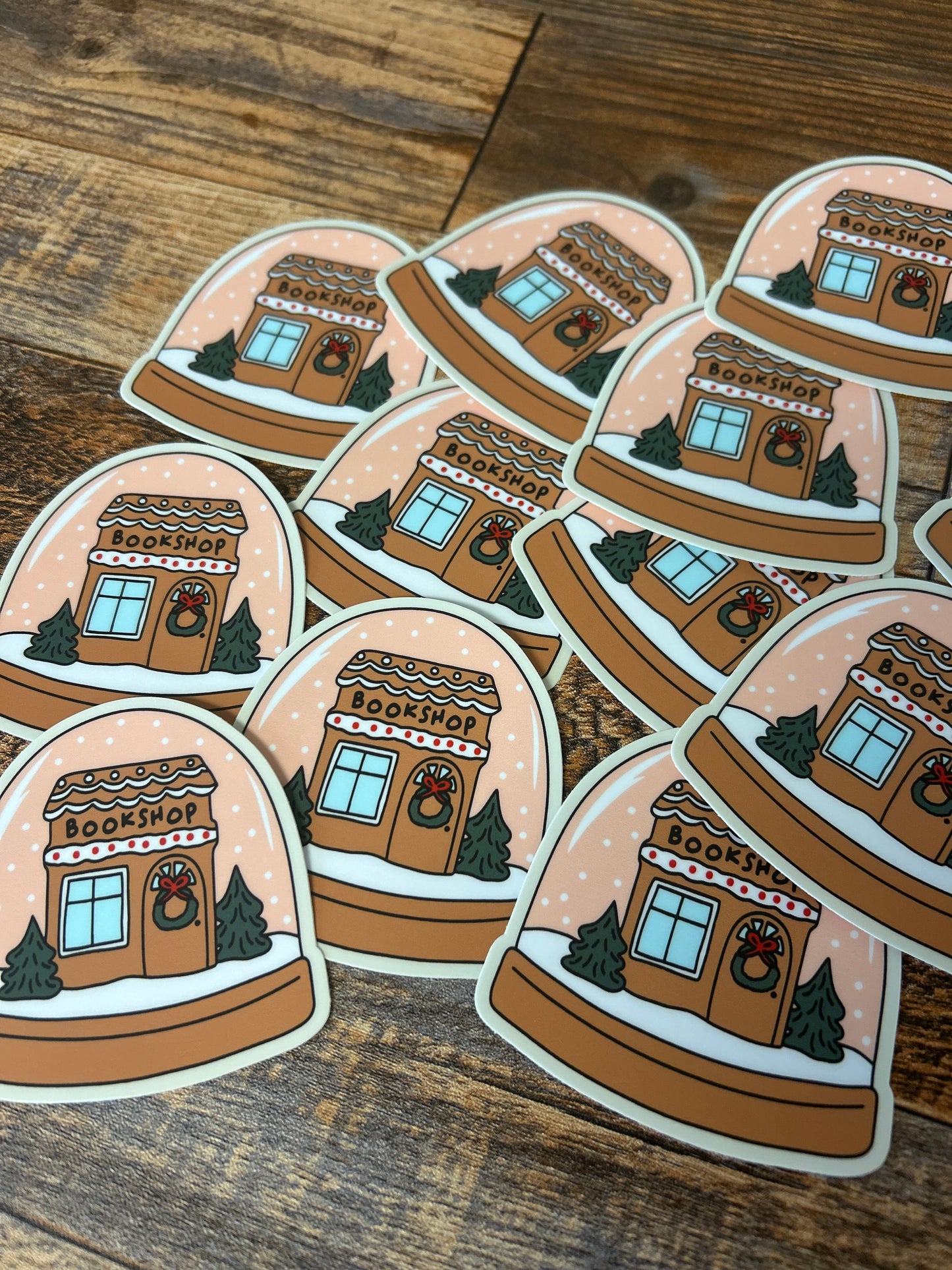Bookshop snow globe sticker