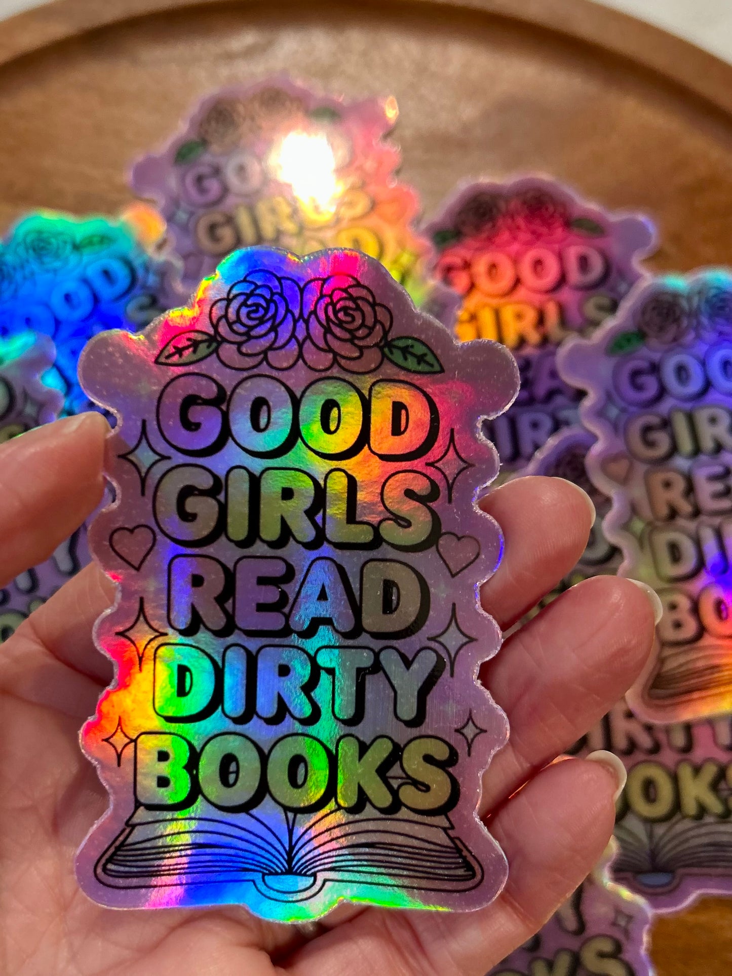 Good Girls read dirty books holographic sticker