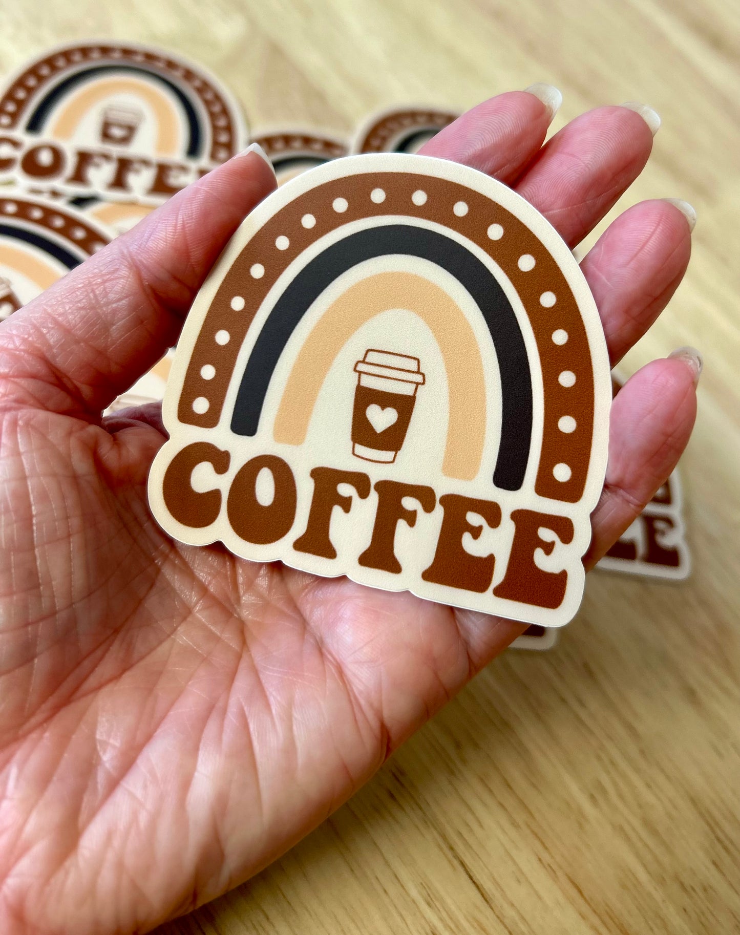 Coffee rainbow sticker • cream