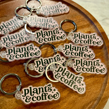 Plants & Coffee Keychain • light pink