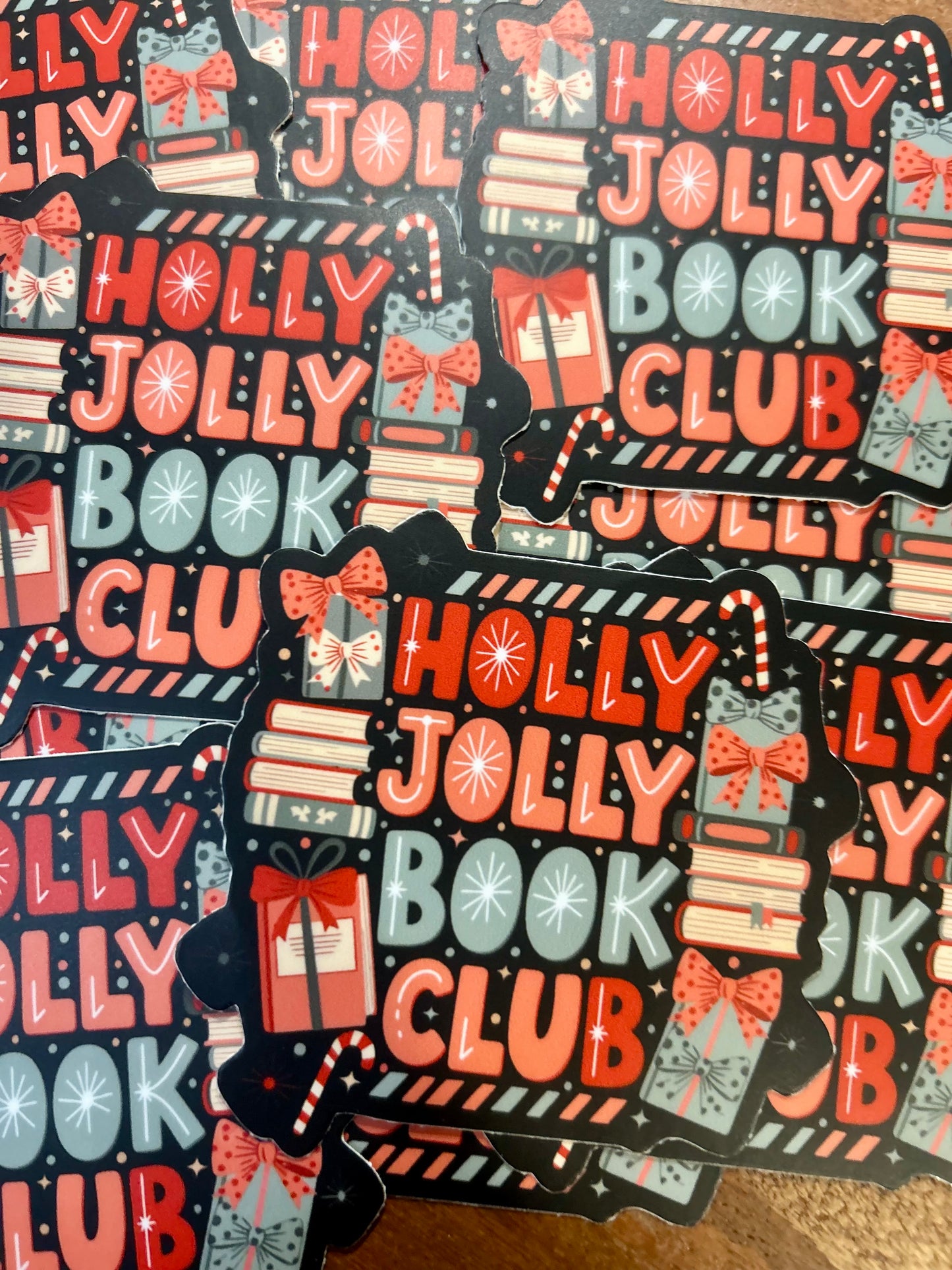 Holly Jolly book club sticker