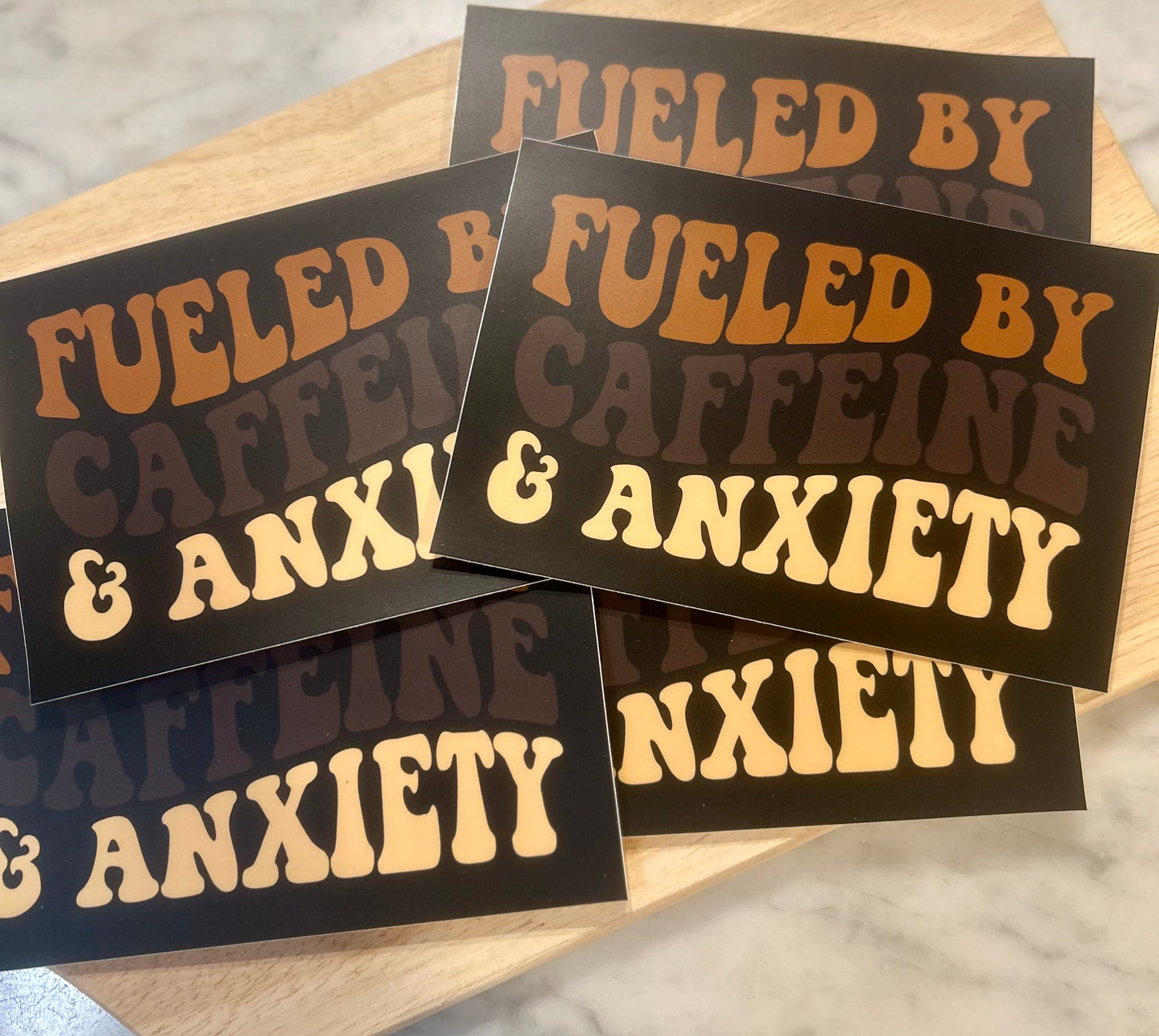 Fueled by caffeine & anxiety bumper sticker
