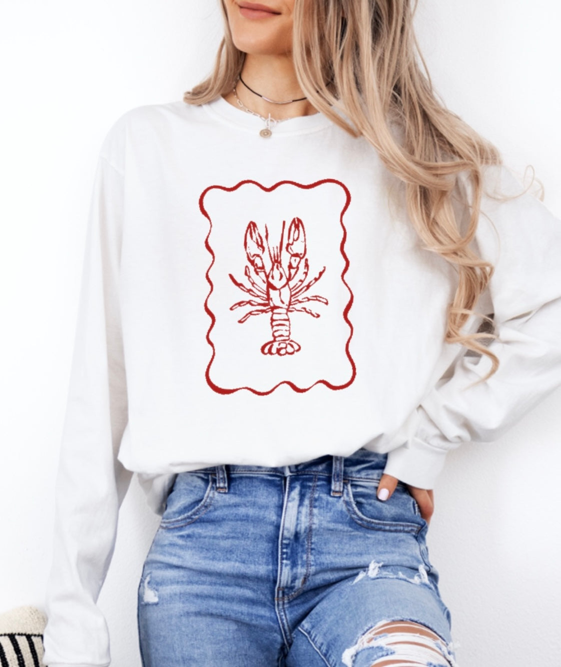 Lobster doodle long sleeve t-shirt • comfort colors