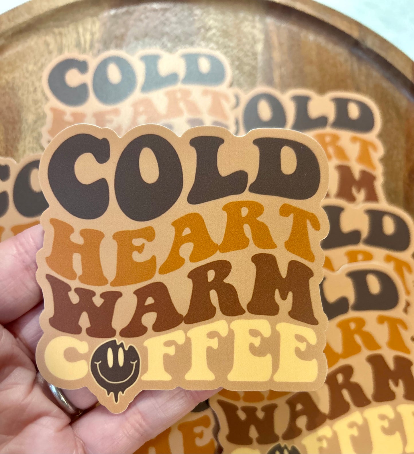 Cold heart warm coffee sticker