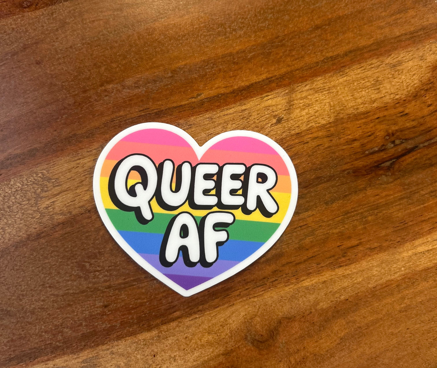 Queer AF heart sticker