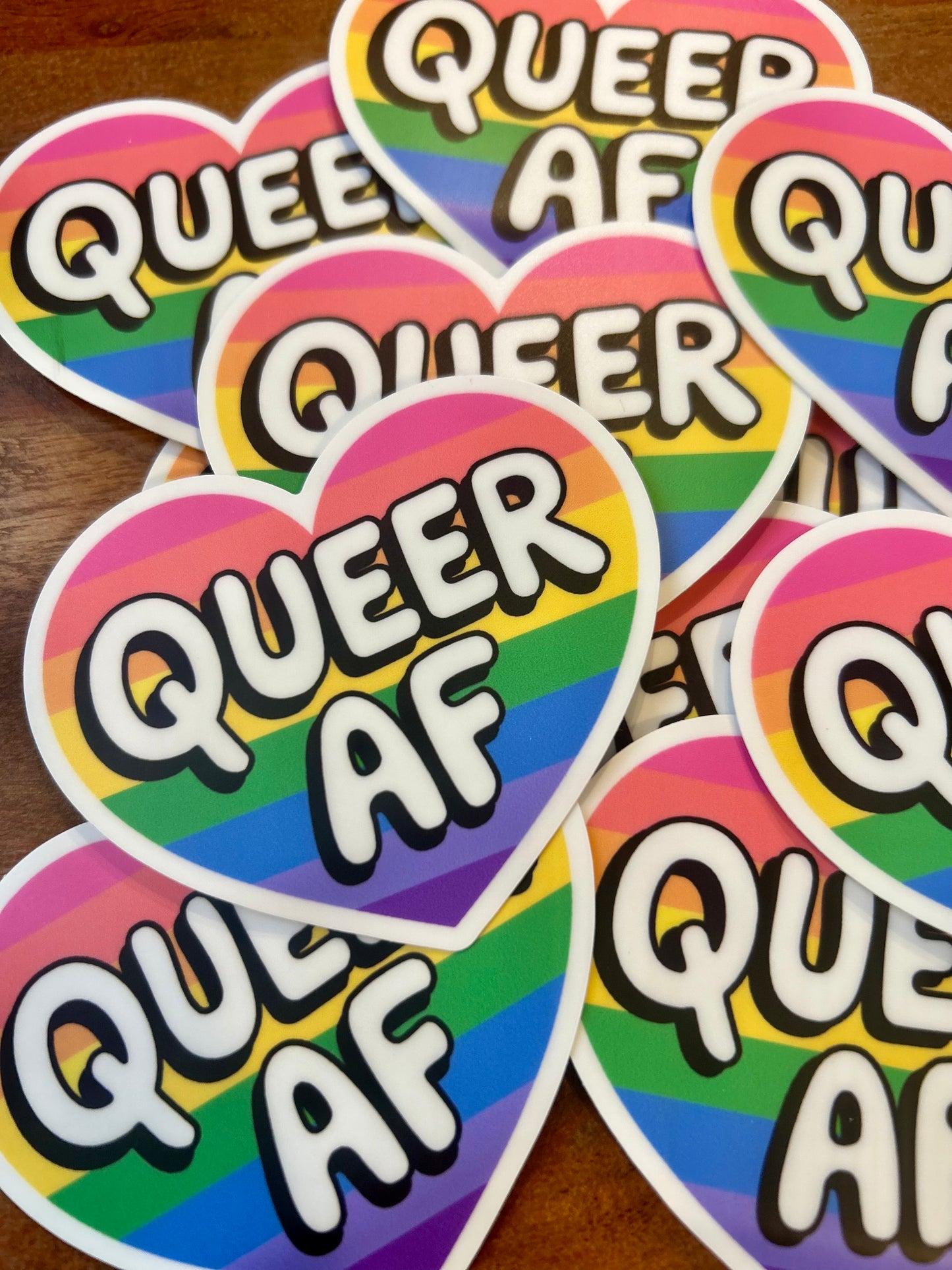 Queer AF heart sticker