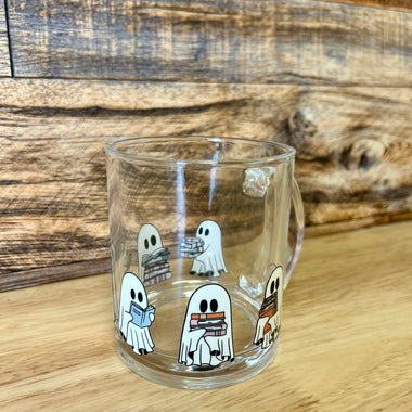 Spooky Readers Ghost Glass coffee mug