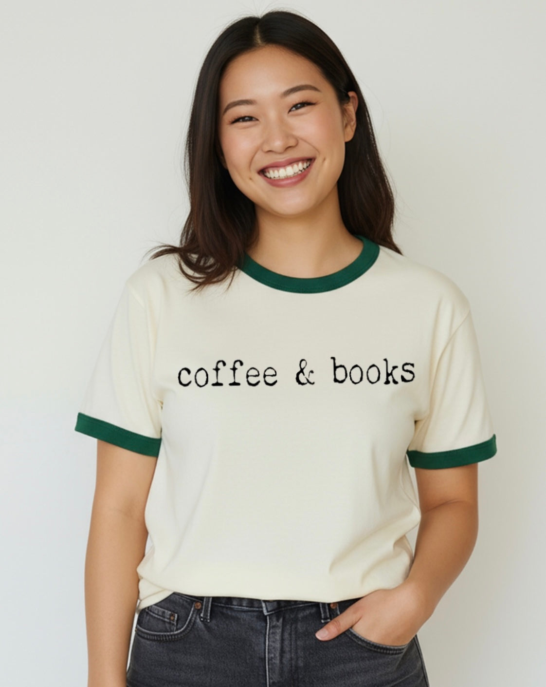 Coffee & books ringer t-shirt
