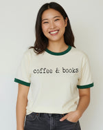 Coffee & books ringer t-shirt