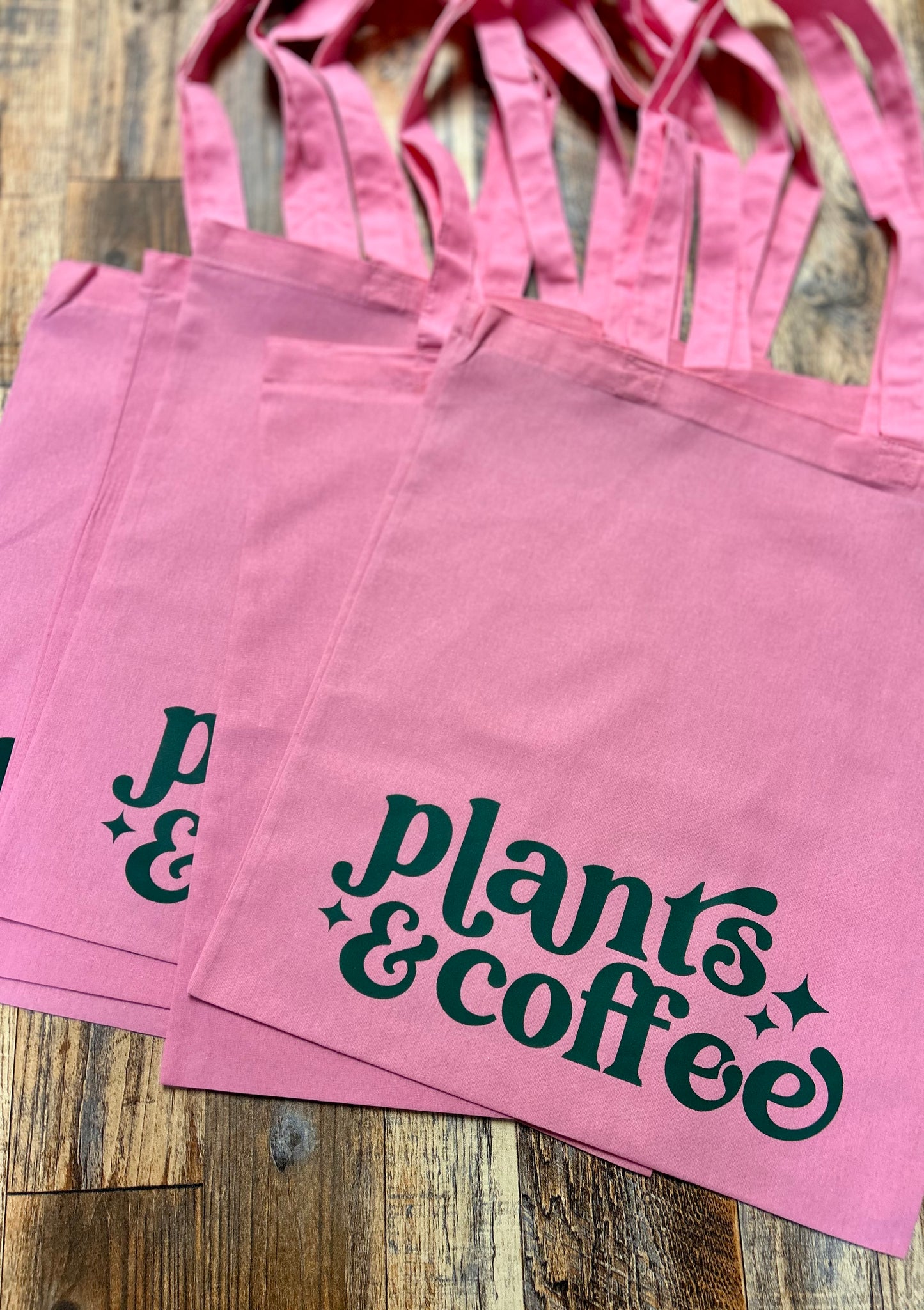 Plants & Coffee Tote Bag • pink