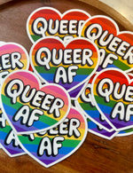 Queer AF heart sticker