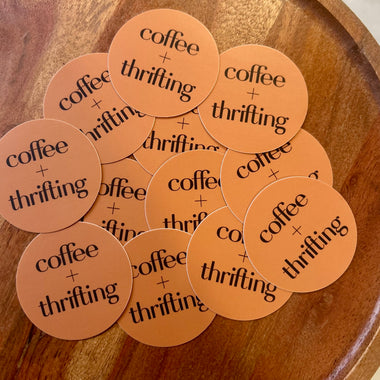 Coffee + thrifting sticker