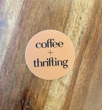 Coffee + thrifting sticker