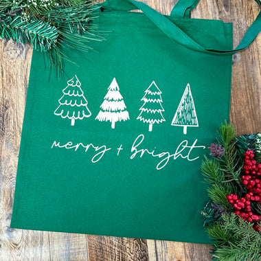 Merry + bright green Tote Bag