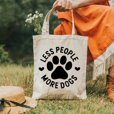 Less People More Dogs tote bag