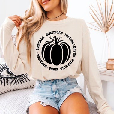 Fall pumpkin long sleeve t-shirt • comfort colors