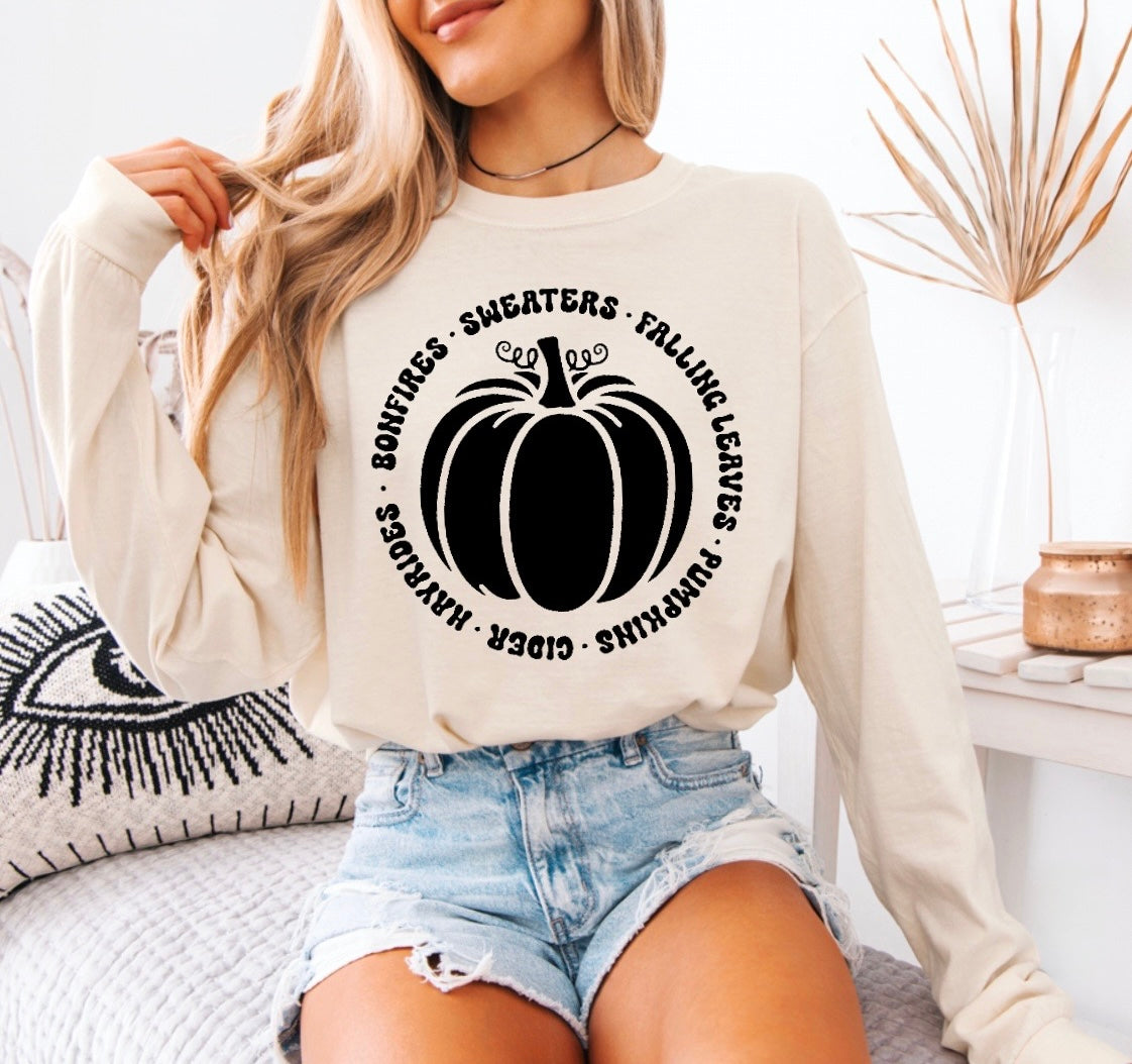 Fall pumpkin long sleeve t-shirt • comfort colors