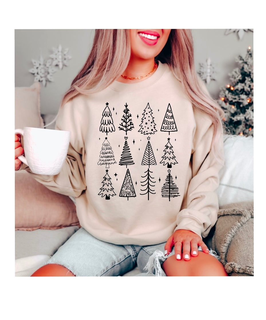 Christmas tree doodles • black