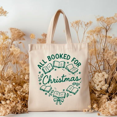 All booked for Christmas tote bag