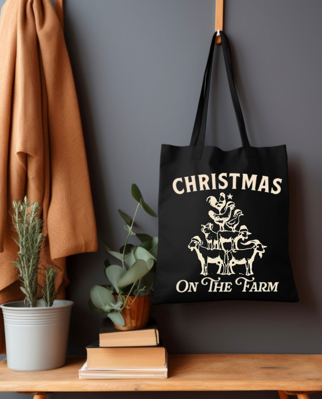 Christmas on the Farm Tote Bag