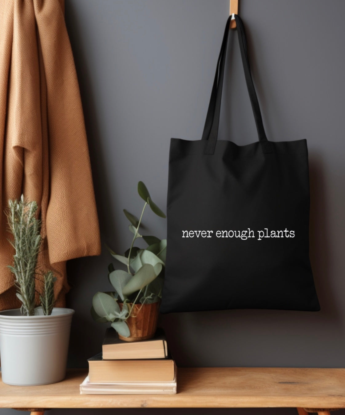 Never enough plants Tote Bag • black