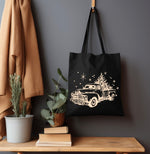 Merry Christmas vintage truck tote bag