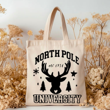 North Pole University tote bag