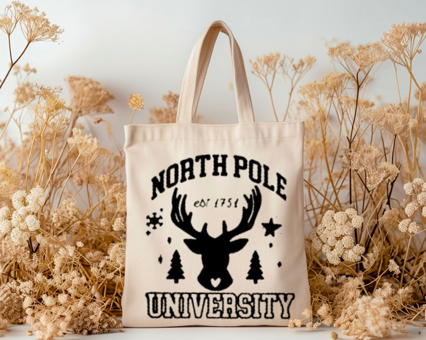 North Pole University tote bag