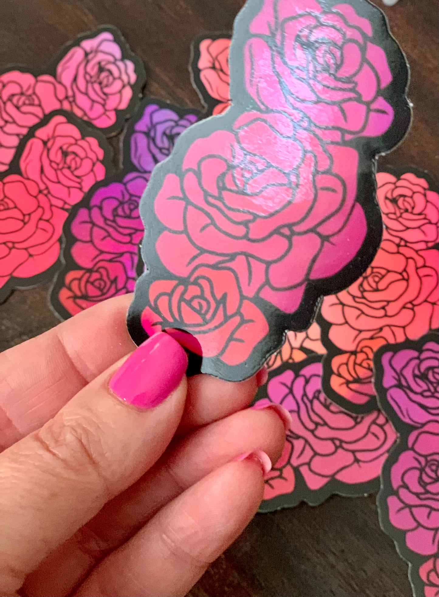 A|R Pink Roses Holographic Sticker