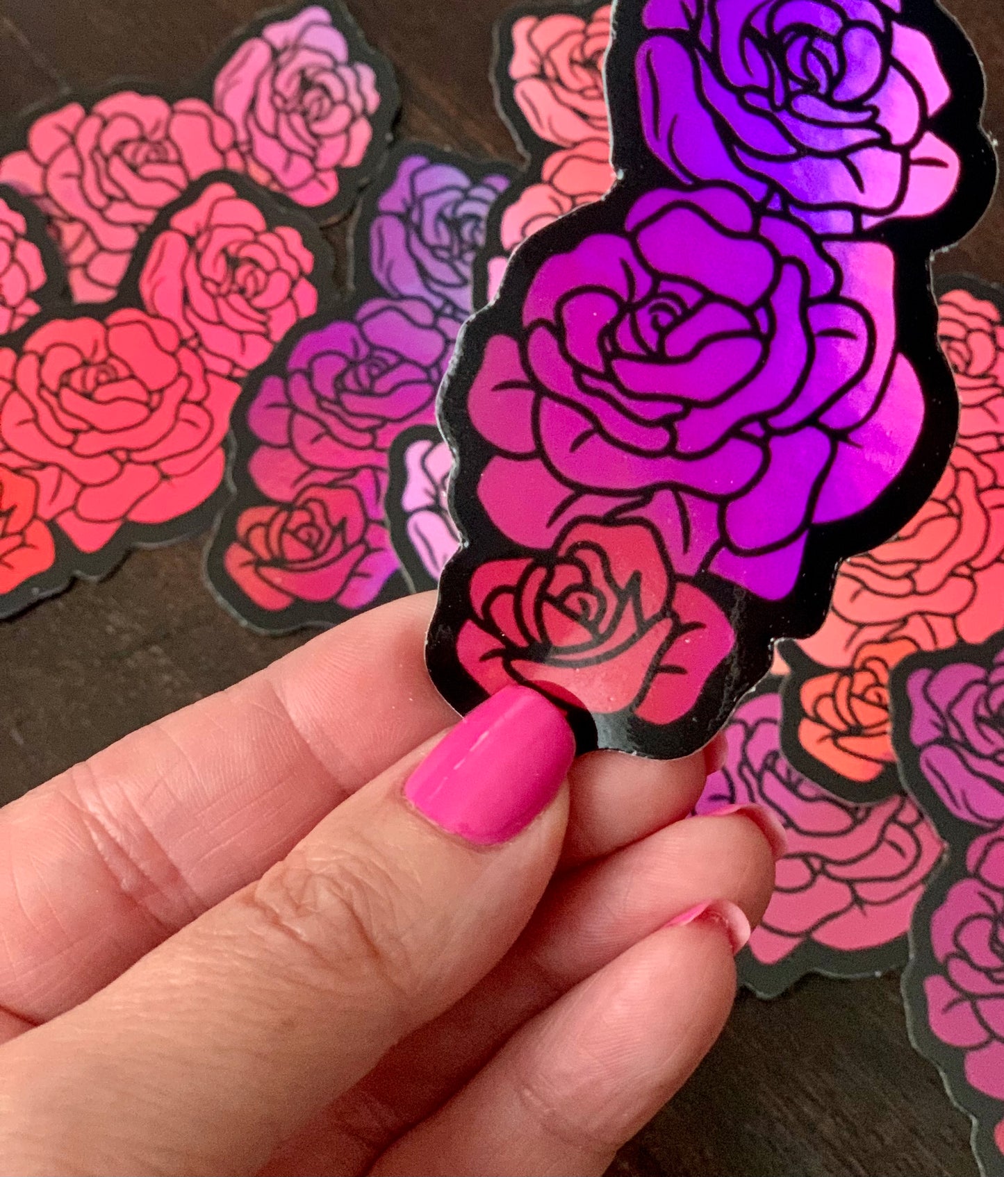 A|R Pink Roses Holographic Sticker