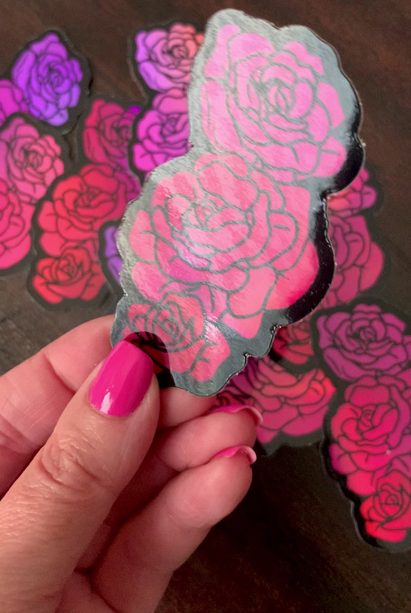 A|R Pink Roses Holographic Sticker