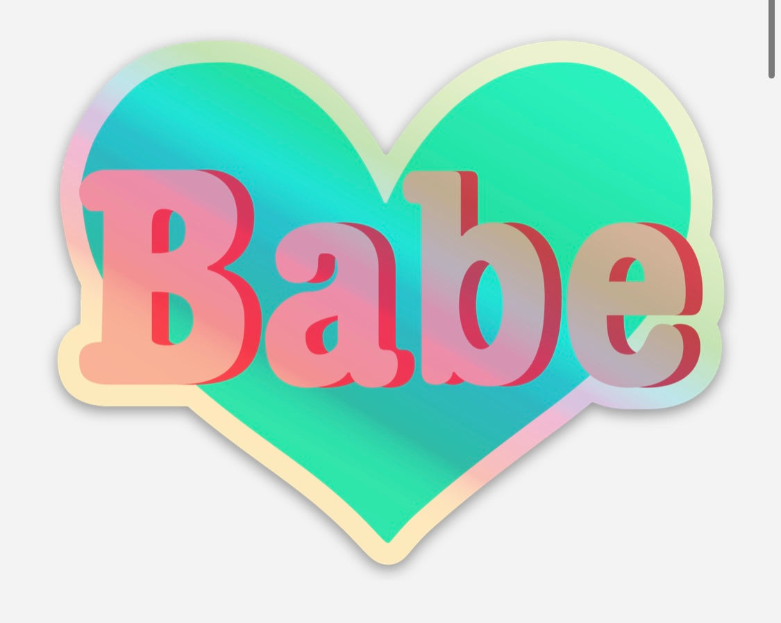 Retro Heart Babe Holographic Sticker