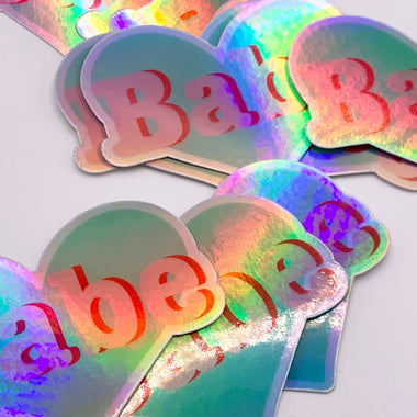 Retro Heart Babe Holographic Sticker